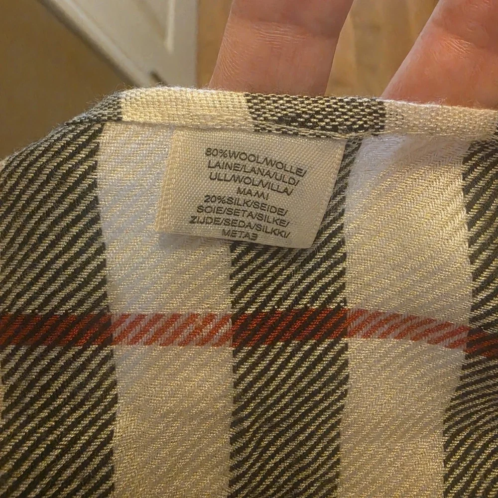 Burberry Nova Check Oversized Wool Silk Scarf Shawl 80% Wool 20% Silk Italy